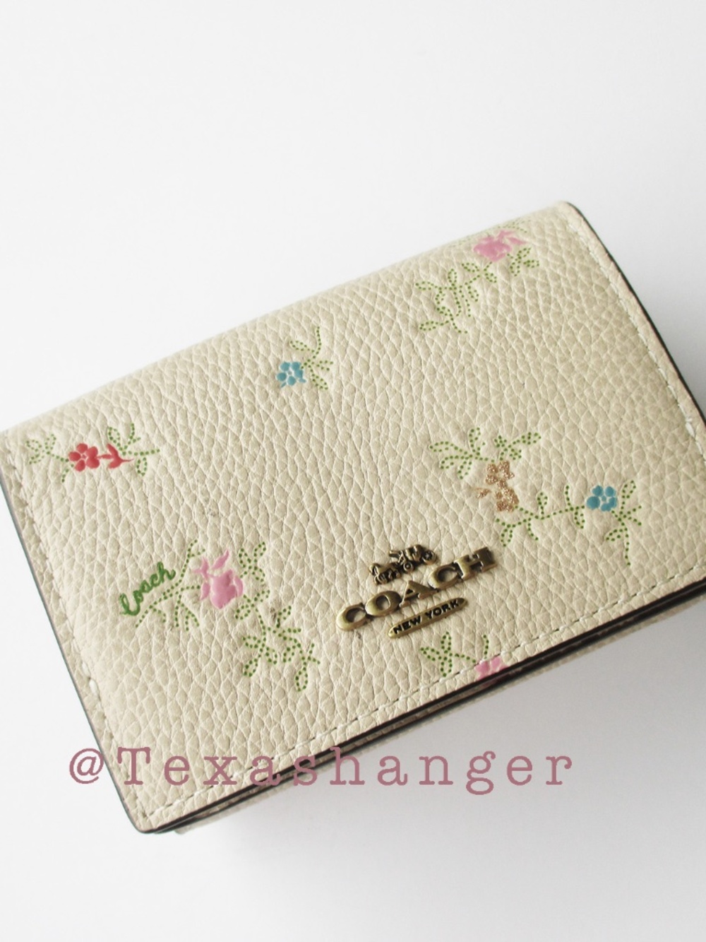 Coach NWT Floral PRT Trifold Origami Coin Wallet Ivory